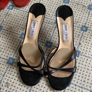 Jimmy Choo 2 inch heel sandals all black